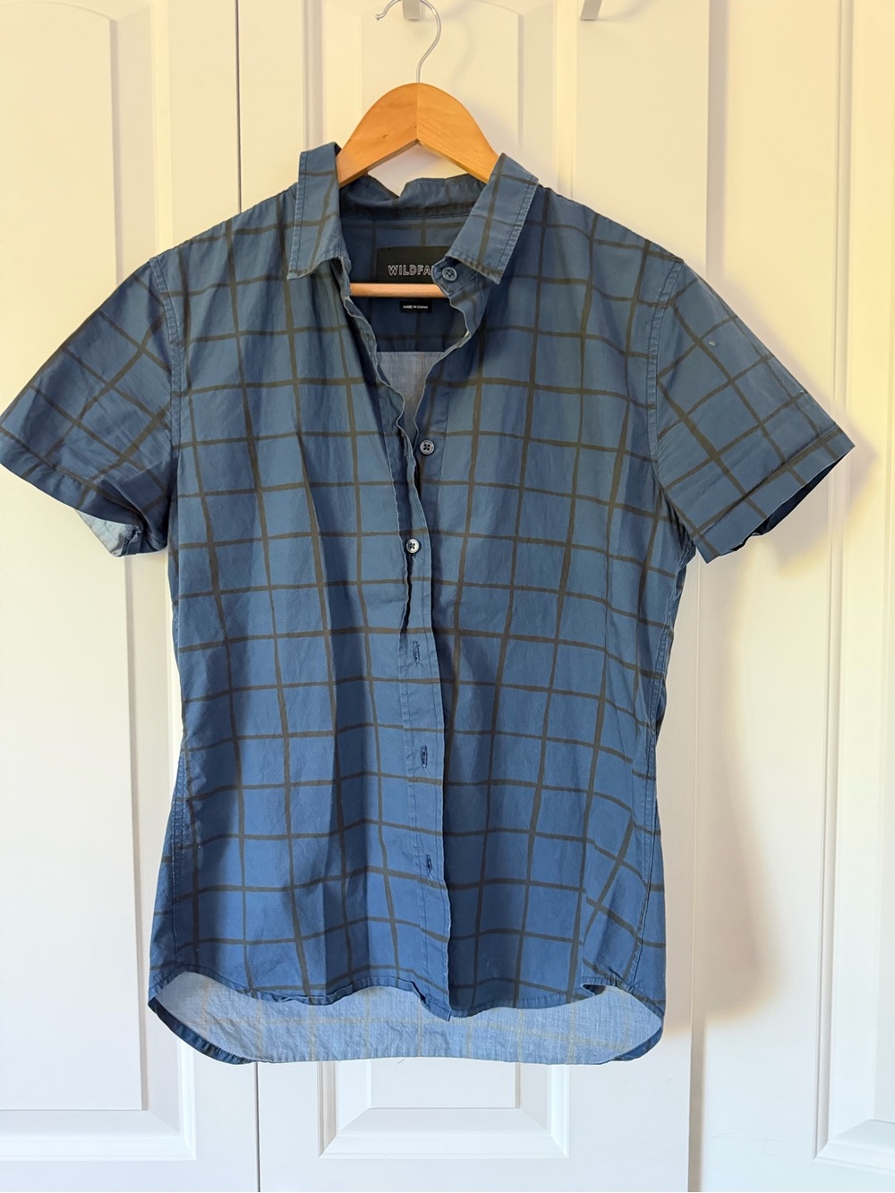 Wildfang Blue Windowpane Short-Sleeve Shirt